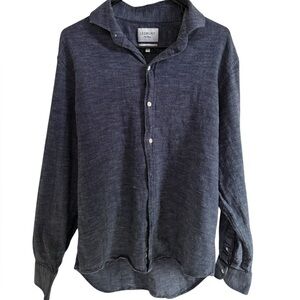 LEDBURY Men’s Blue Casual Button Down Shirt, Size Large